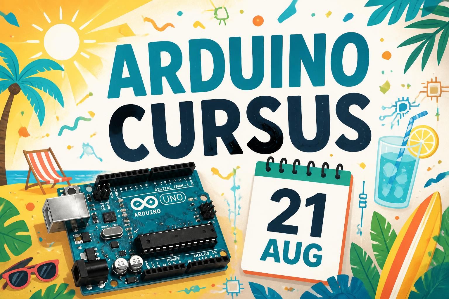 Arduino, zomer en een calender met 21 augustus als begindatum.